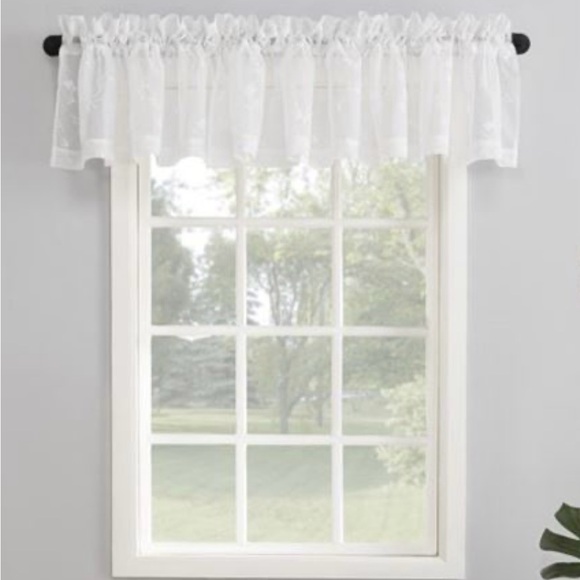 No 918 Other - No. 918 Delia Embroidered Floral Sheer Rod Pocket Curtain Valance